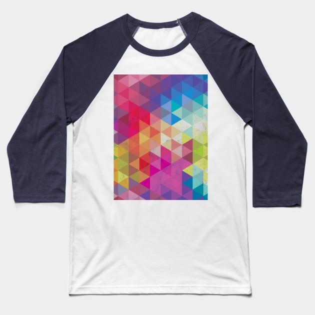 Geometric Fractal Triangles Rainbow Baseball T-Shirt by Tobe_Fonseca